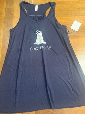 Stay Frosty Snowman Navy Tank Top